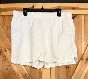 Old Navy White 100% Cotton Shorts Size XL Womens Pull On Elastic Casual Summer thumbnail 1