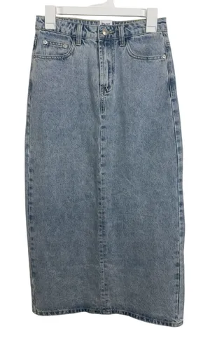Princess Polly Light Wash Denim Maxi Skirt 4 Cottagecore Cowgirl Y2K Boho Grunge thumbnail 1