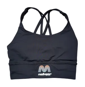 Lululemon Madhappy Energy Bra Womens 2‎ Black Excellent Strappy Logo Collab thumbnail 1