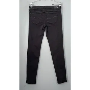 American Eagle Size 4 Black Stretch Distressed Denim Jeans Jegging Skinny Emo thumbnail 4