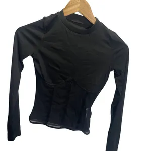 Commense‎ XS Black Sheer Ribbed Long Sleeve Top Elegant Design thumbnail 3