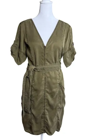 Pilcro and the Letterpress Utility Dress Womens Small‎ Olive Green Lyocell Mini thumbnail 1