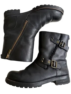 UGG Leather Niels Moto Boots Black Size 10 thumbnail 1