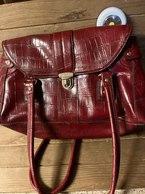 Liz Claiborne Vintage Handbag shoulder bag Crocodile red Faux Leather 80s thumbnail 2
