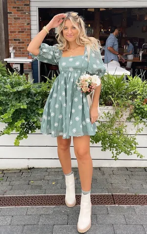 These Three Boutique Green Flower Dress thumbnail 2