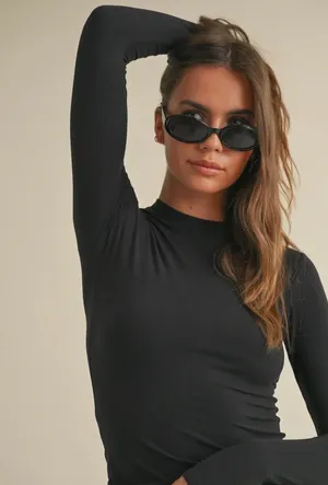 Black Knit Butter Soft Top  thumbnail 4