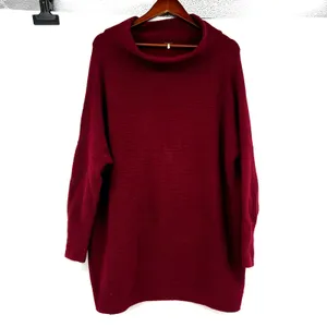 Free People Ottoman Slouchy Tunic sweater oversized burgundy ribbed cozy small thumbnail 3