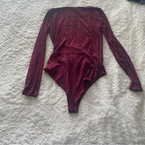 Forever 21 Red Long Sleeve Ribbed Bodysuit thumbnail 3