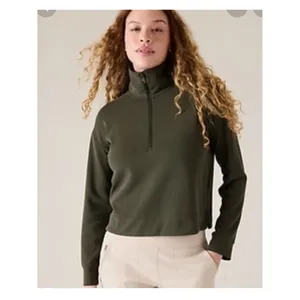 Athleta Seasoft 1/2 Zip Pullover Women's XS Green Cozy‎ Athleisure thumbnail 4