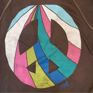 Victoria’s Secret PINK Hoodie Brown Rainbow Peace Sign Size Medium thumbnail 6
