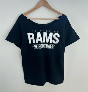 Los Angeles Rams Black NFL off-the-shoulder t-shirt thumbnail 1