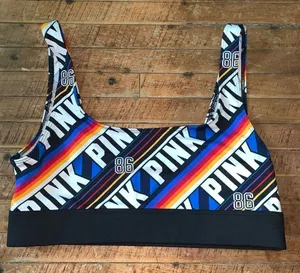 Victoria’s Secret Pink Ultimate rainbow M wireless workout sporty bra thumbnail 1