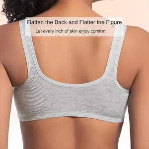NWT ~ 2 Pack Women's Front Closure Wireless Full Coverage Ribbed Bras ~ Plus XXL Gray thumbnail 3