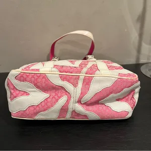 Coach Rare Limited Edition Pink White Zebra Patchwork Tote Shoulder Bag Purse thumbnail 5