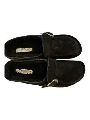NWOT Birkenstock Buckley Black Suede Shearling Clogs Mules Moccasins Size 39 US 8-8.5 Narrow thumbnail 4