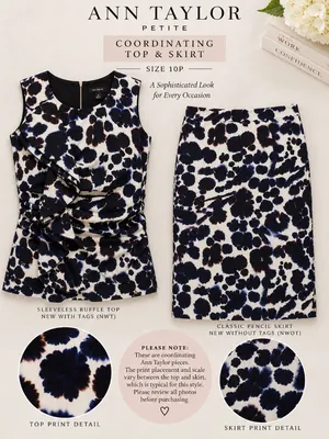 NEW Ann Taylor Petite Ivory Abstract Floral Top & Pencil Sk thumbnail 9