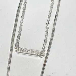 925 Sterling Silver Circle Lucky Bar‎ Layered Necklace Jewelry thumbnail 3