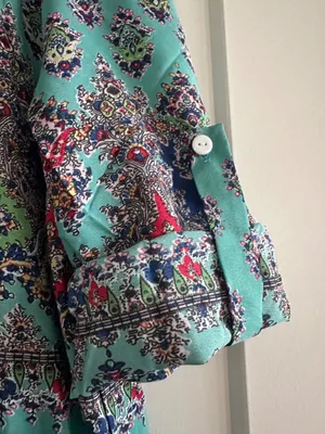 Button Down Short Sleeve County Dress Green Size XXL thumbnail 5