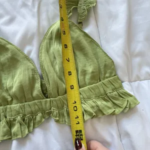 Forever 21 Womens Size Small Green Bralette Top Ruffle Classic Summer Beach‎ thumbnail 4