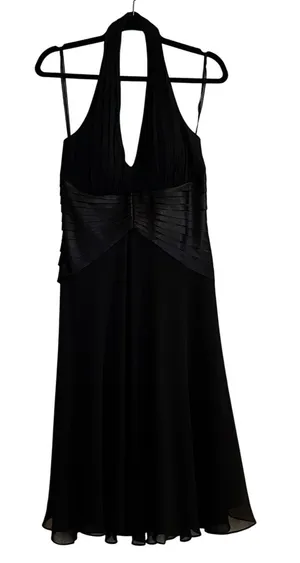Vintage SL Fashions Dress Y2K Halter V Neck Babydoll Satin Chiffon‎ 8 thumbnail 1