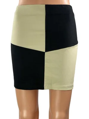 NEW Princess Polly Black Olive Green Colorblock High Rise Pencil Mini Skirt 4 thumbnail 1