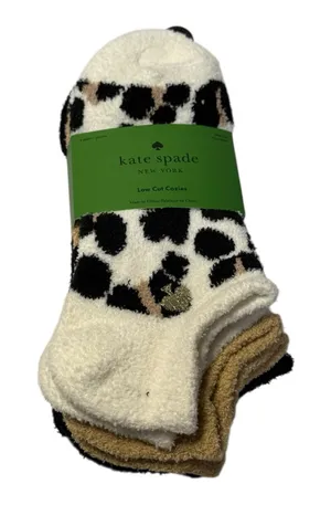 Kate Spade New York Low Cut Cozy Socks 3-Pair Set Leopard & Neutrals NWT thumbnail 1