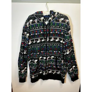 Old River Christmas Santa Fair Isle Sherpa Lined Zip Hoodie Jacket XXL Cozy Warm thumbnail 12