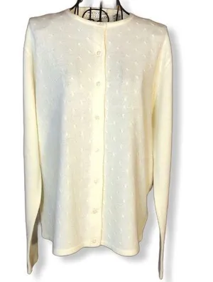 Carolyn Taylor Button Front Cardigan Sweater Cream Size Medium thumbnail 1