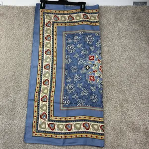 New Stu Square Scarf Blue Floral Heart Medallion Silk Boho Chic Cottagecore thumbnail 6