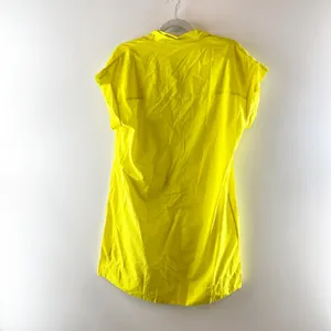 Oliphant Tuckernuck Cotton Poplin Short Sleeve Mini Shift Dress Yellow Large thumbnail 4