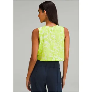 Lululemon All Yours Cropped Tank Top Lime Tie Dye Cotton Womens Size Medium thumbnail 3