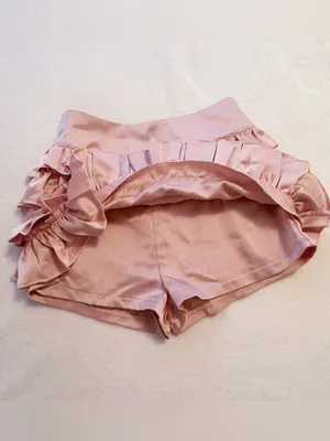 Japanese Kawaii Y2K Cottagecore Silky Dusty Pink Layered Ruffle Mini Skirt Skort thumbnail 9