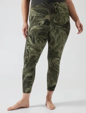 Athleta‎ Transcend 7/8 Tight 1X Sumi Marble Green Black Leggings thumbnail 1