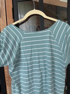LAKE Pajamas pima sage striped tee short sleeve top tshirt cotton thumbnail 3