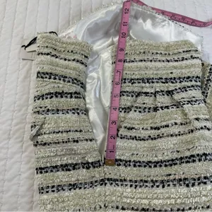 Elegant Wool Blend Golden High Waist Festive Striped Fringe Shorts in Size L thumbnail 15