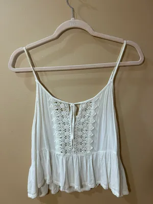 Forever 21 White Flowy Tank Top thumbnail 1