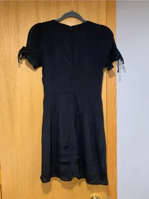 Olivaceous Black V-Neck Puff-Sleeve Mini Dress - Size Small thumbnail 2