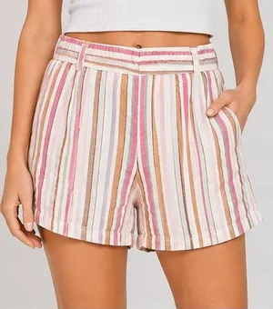 Maurices Linen Blend High-Rise Striped Elastic Waist Shorts thumbnail 1
