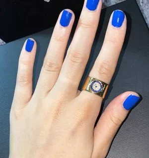 Handmade New Gold Chunky Evil Eye Adjustable Ring OS thumbnail 1