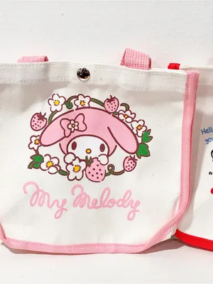 My Melody Hello Kitty Mini Canvas Tote Bag Lot of 2 NEW thumbnail 3