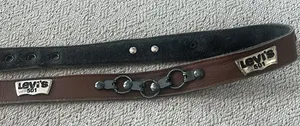 Vintage 501 Levi's Brown Leather Belt with metal Accents thumbnail 1