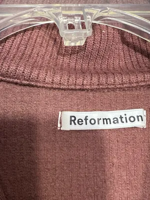 Reformation brown Ribbed Zip-Front Mock Collar top size S thumbnail 7