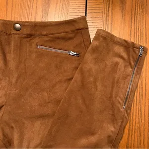 Abercrombie &‎ Fitch Faux Vegan Suede High Rise Ankle Zip Pants Caramel Size 4 thumbnail 7