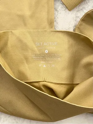 NWOT SET Active Sculptflex Seamless Leggings High Rise Cream Ribbed Logo Small thumbnail 5
