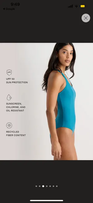 New Quince Italian Cross-Back One-Piece Swimsuit in Blue Size Medium MSRP $49.90 thumbnail 4