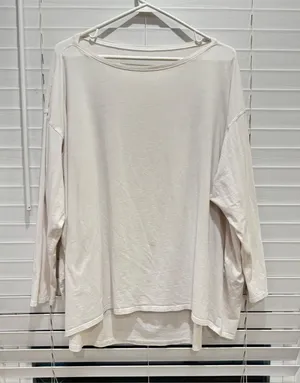 Lululemon Back in Action Long Sleeve Top Womens L/12 White Oversized Boat Neck thumbnail 1