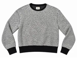 Marine Layer Sweater Xs Black White Birdseye Textured Crew Neck Cotton Blend thumbnail 1