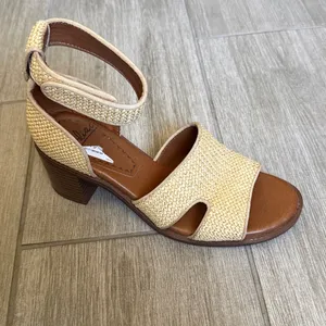 Zodiac IDA Woven‎ Raffia Block Heel Sandals Beige Ankle Strap SZ 8 thumbnail 2