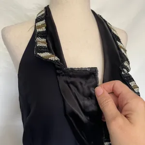 Vtg Blondie & Me Beaded Tuxedo Y2K McBling Cocktail Dress Sz 9/10 Strappy Goth thumbnail 5