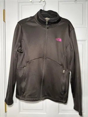 The North Face Black Utility Full-Zip Jacket with Pink Logo thumbnail 1